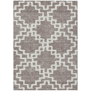 3' X 5' Taupe And Ivory Geometric Washable Indoor Outdoor Area Rug - 608219245771