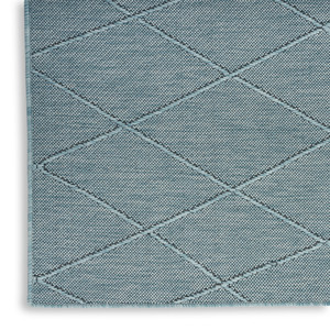 3' X 5' Aqua And Ivory Geometric Indoor Outdoor Area Rug