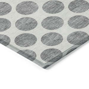 3' X 5' Gray And Ivory Polka Dot Washable Indoor Outdoor Area Rug