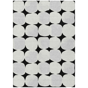 5' X 8' Black Gray And Ivory Abstract Washable Indoor Outdoor Area Rug - Black, Gray, Ivory