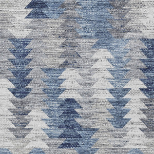 5' X 8' Navy Blue And Sky Blue Geometric Washable Indoor Outdoor Area Rug - Navy Blue, Sky Blue