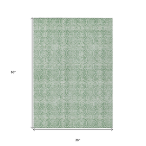 3' X 5' Sage And Gray Geometric Washable Indoor Outdoor Area Rug