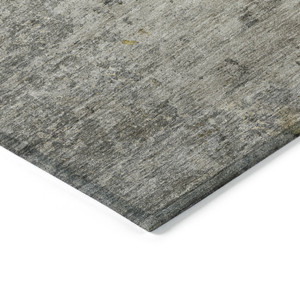 3' X 5' Gray Abstract Washable Indoor Outdoor Area Rug - 880016867725