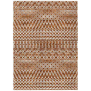 5' X 8' Orange And Ivory Chevron Washable Indoor Outdoor Area Rug - 880016472431