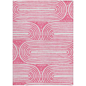 3' X 5' Blush Abstract Washable Non Skid Indoor Outdoor Area Rug