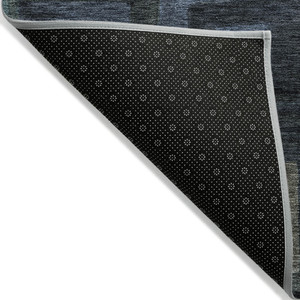 5' X 8' Blue Gray And Charcoal Geometric Washable Indoor Outdoor Area Rug