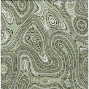 3' X 5' Artichoke Green And Ivory Geometric Washable Indoor Outdoor Area Rug - Artichoke Green, Ivory