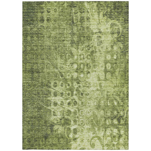 3' X 5' Olive Green Ikat Washable Indoor Outdoor Area Rug