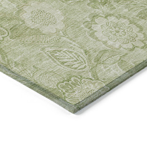 5' X 8' Sage And Mint Green Floral Washable Indoor Outdoor Area Rug - 880016695502