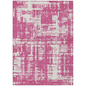 3' X 5' Blush And Ivory Abstract Washable Indoor Outdoor Area Rug - 608219094904