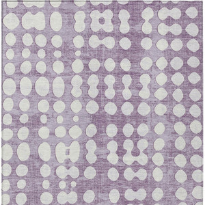 5' X 8' Purple And Ivory Abstract Washable Indoor Outdoor Area Rug