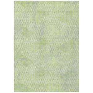 3' X 5' Lime Green Gray And Ivory Geometric Washable Indoor Outdoor Area Rug