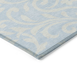 5' X 8' Sky Blue And Ivory Floral Washable Indoor Outdoor Area Rug - Sky Blue, Ivory