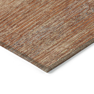 3' X 5' Copper Striped Washable Indoor Outdoor Area Rug