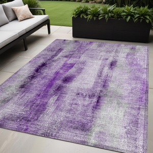 5' X 8' Purple Washable Non Skid Indoor Outdoor Area Rug