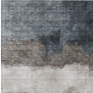 3' X 5' Gray Black And Brown Abstract Washable Indoor Outdoor Area Rug