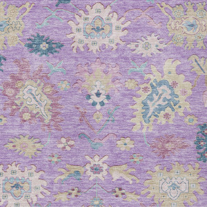 5' X 8' Purple Ivory And Denim Blue Floral Washable Indoor Outdoor Area Rug