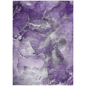 5' X 8' Gray and Purple Abstract Washable Non Skid Indoor Outdoor Area Rug Transitional Style - Gray, Purple Color