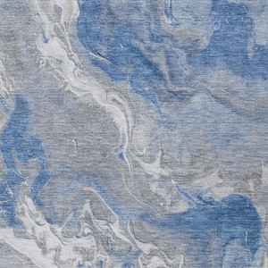 3' X 5' Blue And Ivory Abstract Washable Indoor Outdoor Area Rug - Blue, Ivory