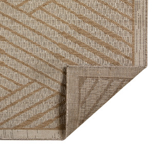 8' Runner Beige Geometric Stain Resistant Indoor Outdoor Runner Rug - Beige