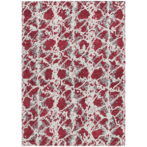 3' X 5' Burgundy And Ivory Abstract Washable Indoor Outdoor Area Rug - Burgundy, Ivory