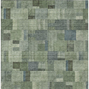 3' X 5' Green And Mint Green Geometric Washable Indoor Outdoor Area Rug