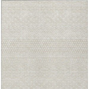 3' X 5' Ivory And Beige Chevron Washable Indoor Outdoor Area Rug