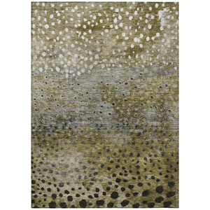5' X 8' Brown Gray And Ivory Abstract Washable Indoor Outdoor Area Rug