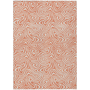 5' X 8' Salmon And Ivory Abstract Washable Indoor Outdoor Area Rug - 880016800852