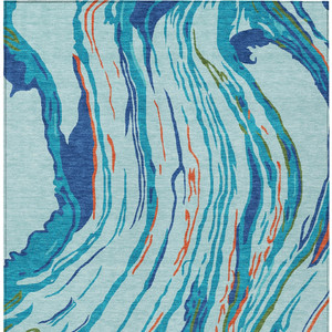 5' X 8' Blue Pink And Green Abstract Washable Indoor Outdoor Area Rug - Blue, Pink, Green