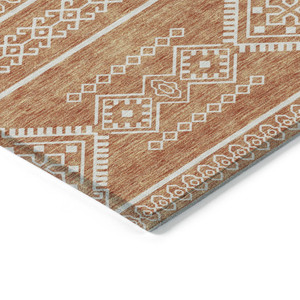 5' X 8' Copper And Ivory Southwestern Washable Indoor Outdoor Area Rug - Copper, Ivory