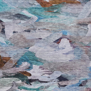 5' X 8' Blue Gray And Brown Abstract Washable Indoor Outdoor Area Rug