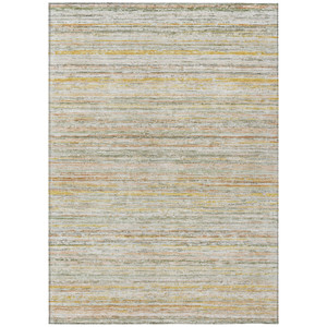 5' X 8' Sage Striped Washable Indoor Outdoor Area Rug