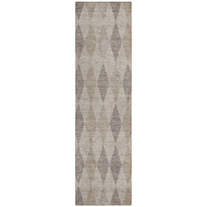 8' Runner Beige Taupe and Brown Geometric Washable Non Skid Indoor Outdoor Runner Rug