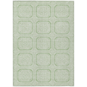 3' X 5' Mint Green And Ivory Geometric Washable Indoor Outdoor Area Rug - 880016814477