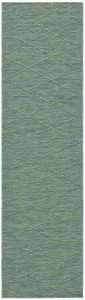 8' Blue And Green Geometric Indoor Outdoor Runner Rug