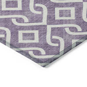 5' X 8' Purple And Ivory Geometric Washable Indoor Outdoor Area Rug - 608219152260