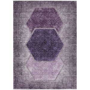 3' X 5' Eggplant Purple And Lavender Geometric Washable Indoor Outdoor Area Rug