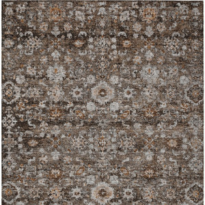 5' X 8' Dark Brown Brown And Taupe Oriental Washable Indoor Outdoor Area Rug