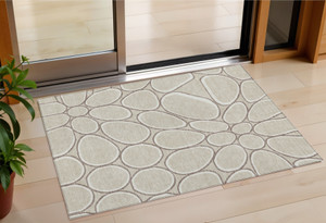 3' X 5' Beige And Brown Abstract Washable Indoor Outdoor Area Rug Transitional Style - Beige, Brown Color