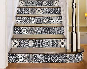 7" x 7" Black White and Tan Peel and Stick Removable Tiles - 4512839547930