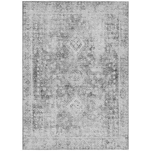 3' X 5' Charcoal Oriental Washable Indoor Outdoor Area Rug
