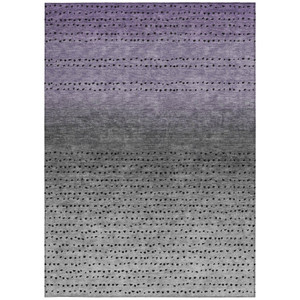 5' X 8' Purple And Gray Abstract Washable Indoor Outdoor Area Rug - Purple, Gray