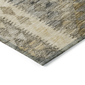 3' X 5' Beige Geometric Washable Indoor Outdoor Area Rug - Beige