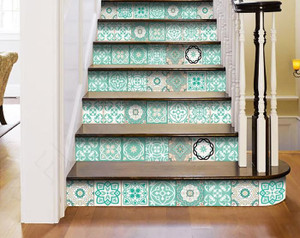 8" x 8" Aquamarine Mosaic Peel and Stick Removable Tiles - 4512839548265