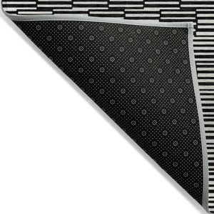 5' X 8' Black And Ivory Geometric Washable Indoor Outdoor Area Rug - 608219348977