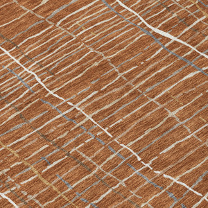 5' X 8' Brown Copper And Gray Striped Washable Indoor Outdoor Area Rug