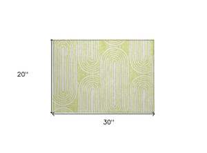 2' X 3' Green and White Abstract Washable Non Skid Indoor Outdoor Area Rug - Green, White