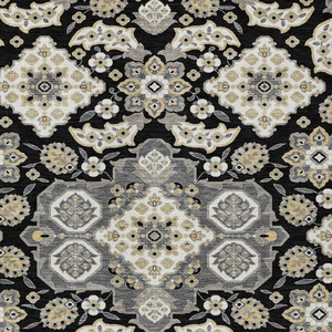 3' X 5' Black Gray And Beige Medallion Washable Indoor Outdoor Area Rug