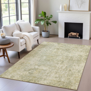 3' X 5' Sage And Beige Abstract Washable Indoor Outdoor Area Rug - Sage, Beige
